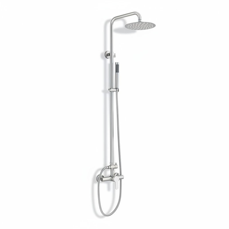 8" Rain Shower System with Handheld, Outdoor Wall Mount Shower Kit