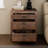 Rustic Farmhouse Style 3-Drawer Nightstand With Cup Pulls And Integrated Charge Station, Small Bedside Table