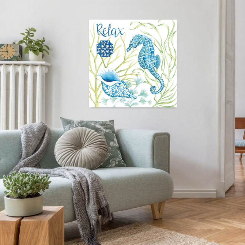 Seaside Relax, art côtier contemporain, H 32 po x l 32 po