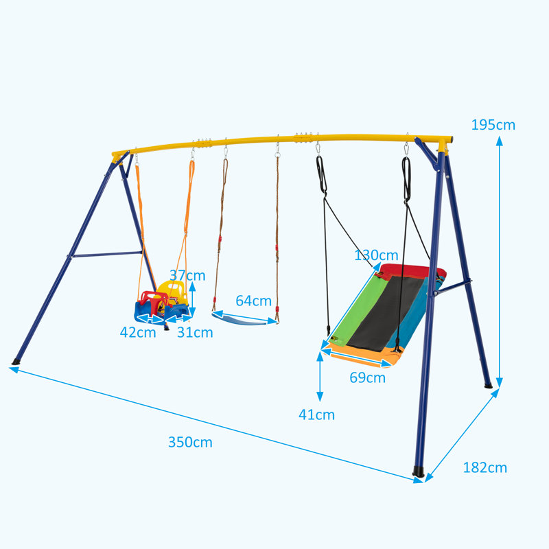 Freeport Park Steel Swing Set with 3 Swing(s)