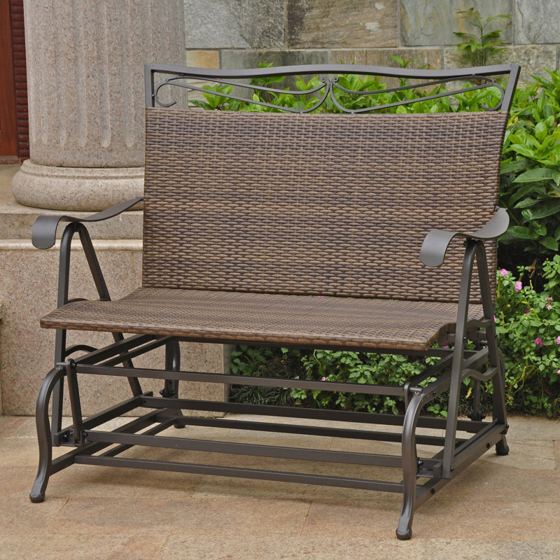 Banc d'extérieur coulissant en métal Arvi, Brun antique