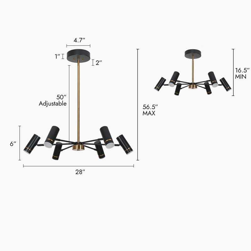 Miaisabella 6-Light Sputnik Modern Linear LED Chandelier