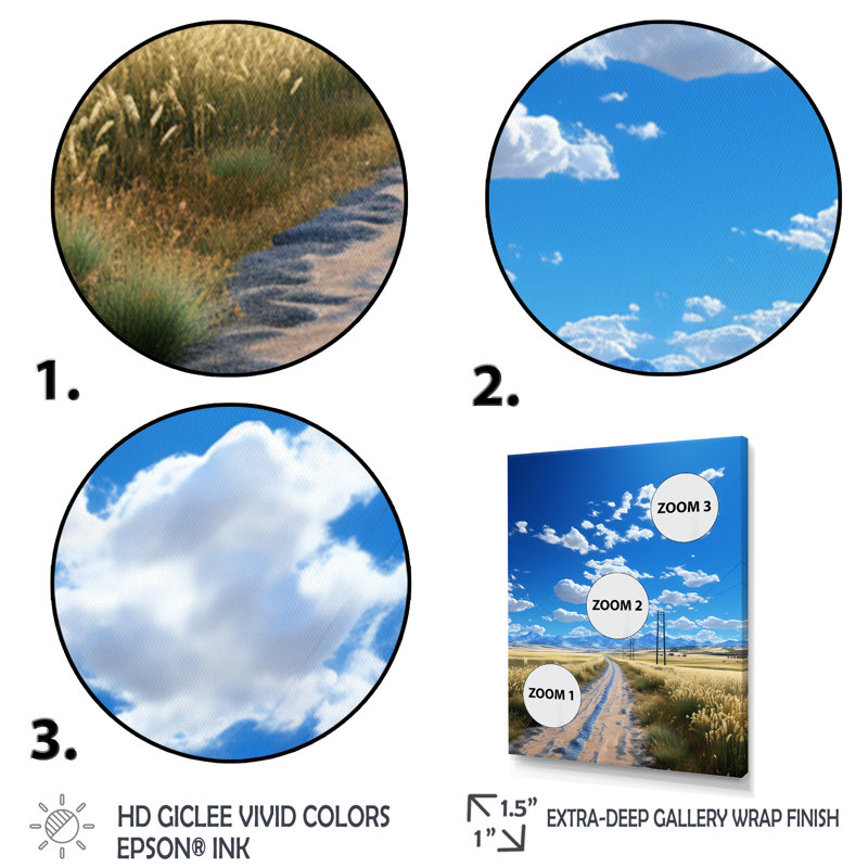 «Lonely Road Through Prairies», reproduction sur toile, H 20 po x l 12 po, Cadre flottant noir