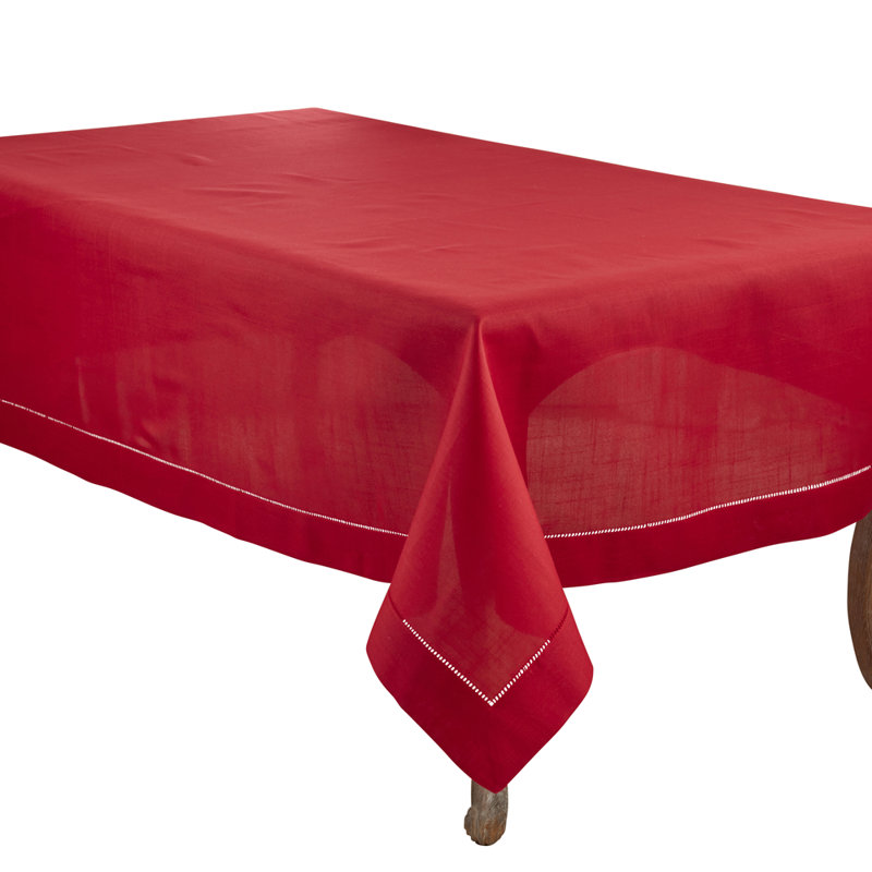 Nappe rouge avec bordure ajourée Rochester Collection, Rectangle de 120 po