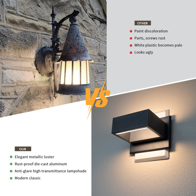 Reith Wall Light Outdoor LED Wall Mount Lamp Modern Wall Sconce Lighting Lantern Fixture, Cool Black