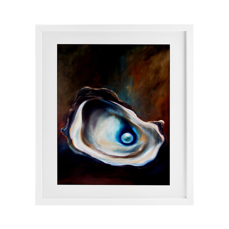 «Hidden Treasure Pearl», reproduction encadrée sous verre, conception de Mary Sparrow, H 21 po x l 17 po, Cadre blanc côtier