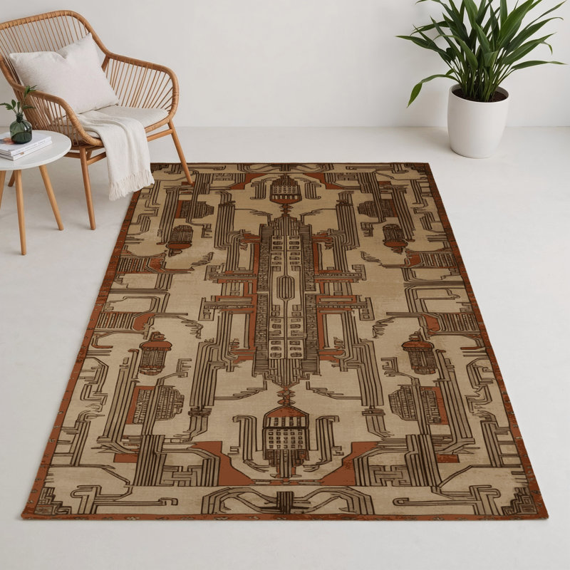 Tapis intérieur et extérieur ArtDeco, Rectangle 9 pi x 12 pi