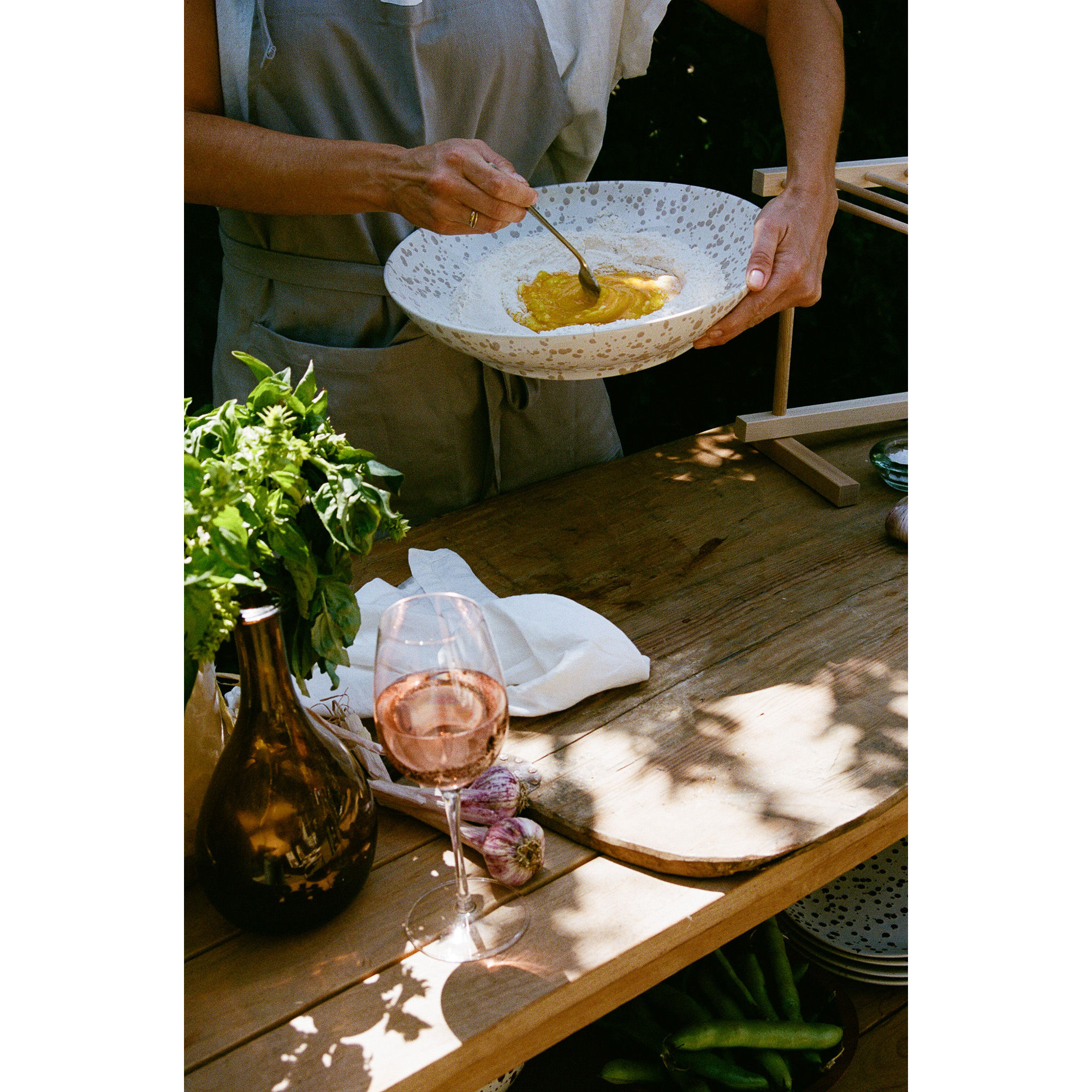Year & Day Splatter Low Serving Bowl, Beige