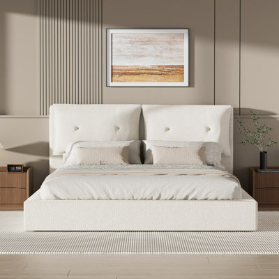 Queen Upholstered Bed Frame with Metal Base