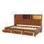 Lit de jour fonctionnel en bois simple avec trois tiroirs de rangement, une tablette supérieure souple et une collection de prises avec ports USB-1985884503