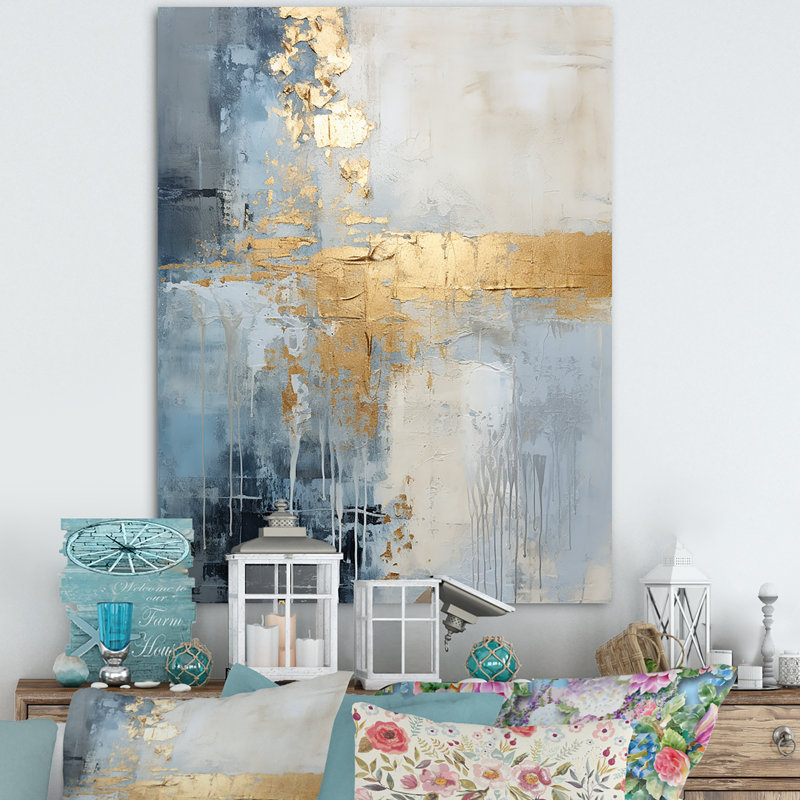 Beige et or simple paysage d'hiver - Paysage d'hiver encadré, art mural, H 32 po x l 24 po x P 1 po, Toile tendue
