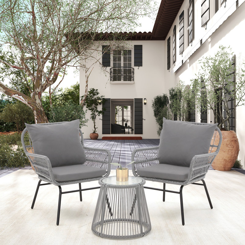 Heckscherville 2 - Person Patio Conversation Set with Cushions, Gray
