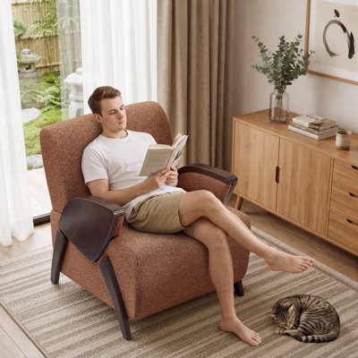Fauteuil d'appoint moderne rembourré de 68,5 cm de large, structure en bois massif