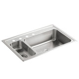 Toccata 33" L x 22" W Drop-In Kitchen Sink with Disposal Bowl and 4 Faucet Holes On The Left