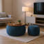 Repose-pieds rond avec rangement - Fonction 2 en 1: table de bout et petit siège - bleu foncé | Idée de cadeau-1323825171