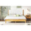 Grand lit en bois massif, tête de lit tapissier Boucle, blanc hêtre, rembourrage en mousse confortable
