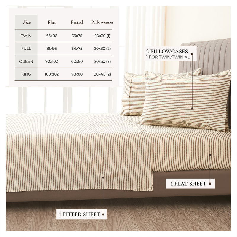 Ensemble de draps en microfibre Ultra Soft Lodge, Simple, Chocolat rayé