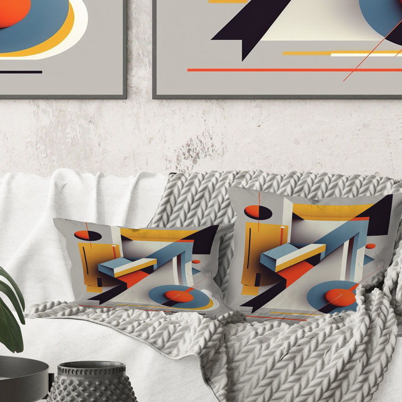 Graphic Retro Compositions V - Abstract Geometric Printed Throw Pillow