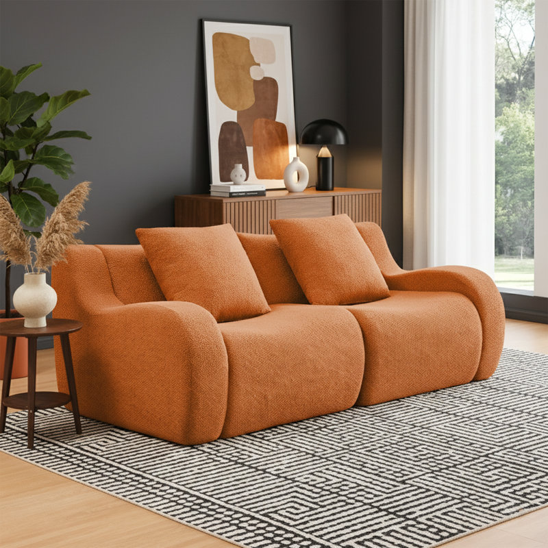 Canapé modulaire 82,7 po en tissu Teddy, Orange