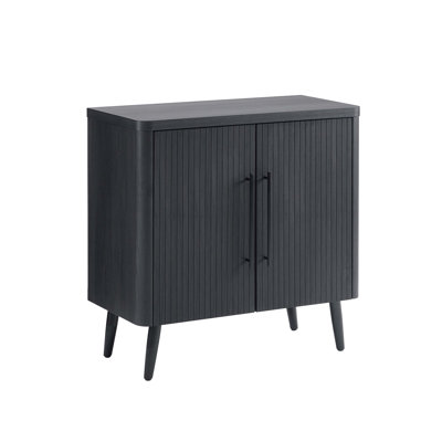 Armoire d'appoint Jodie Mid-Century moderne avec 2 tablettes réglables gris anthracite