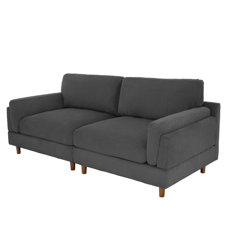 Vontavious 90.3'' Corduroy Sofa, Gray Corduroy