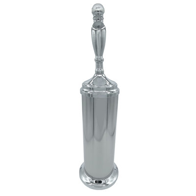 17" Tall - Chrome Toilet Brush Set With Holder