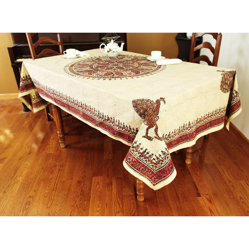 Nappe florale de Noël 100% coton, 90 po x 72 po