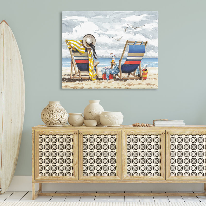 Art mural sur toile Peaceful Beach Chairs par John Rossini, H 36 po x l 48 po