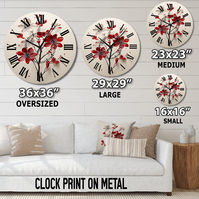 Horloge murale Minimalisme rouge, Médium