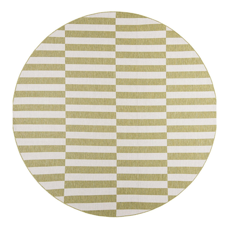 Tapis intérieur rayé vert / ivoire Altimari, Rond 10pi