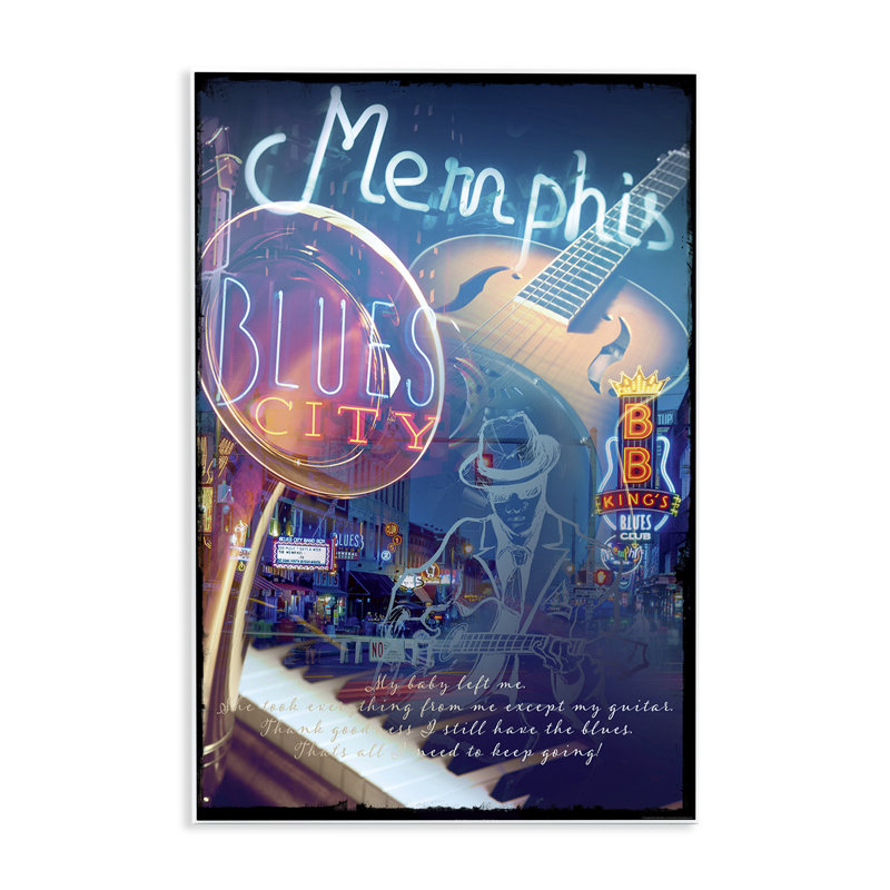 Art mural Memphis Blues City par Reinders, H 15 po x l 10 po