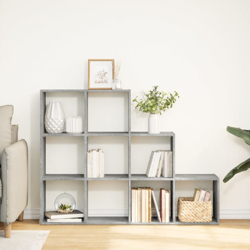 Bibliothèque paravent vidaXL, (4 tablettes) H 51,8 po x l 51,8 po x P 11,4 po, Gris béton