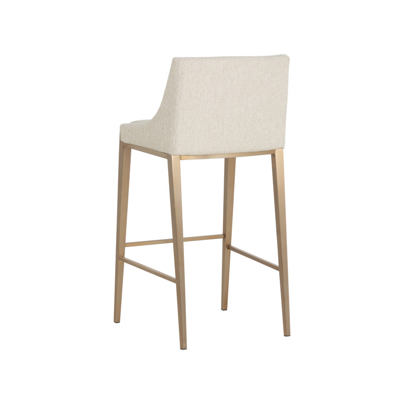 Dionne Upholstered Stool with Metal Frame, Cream