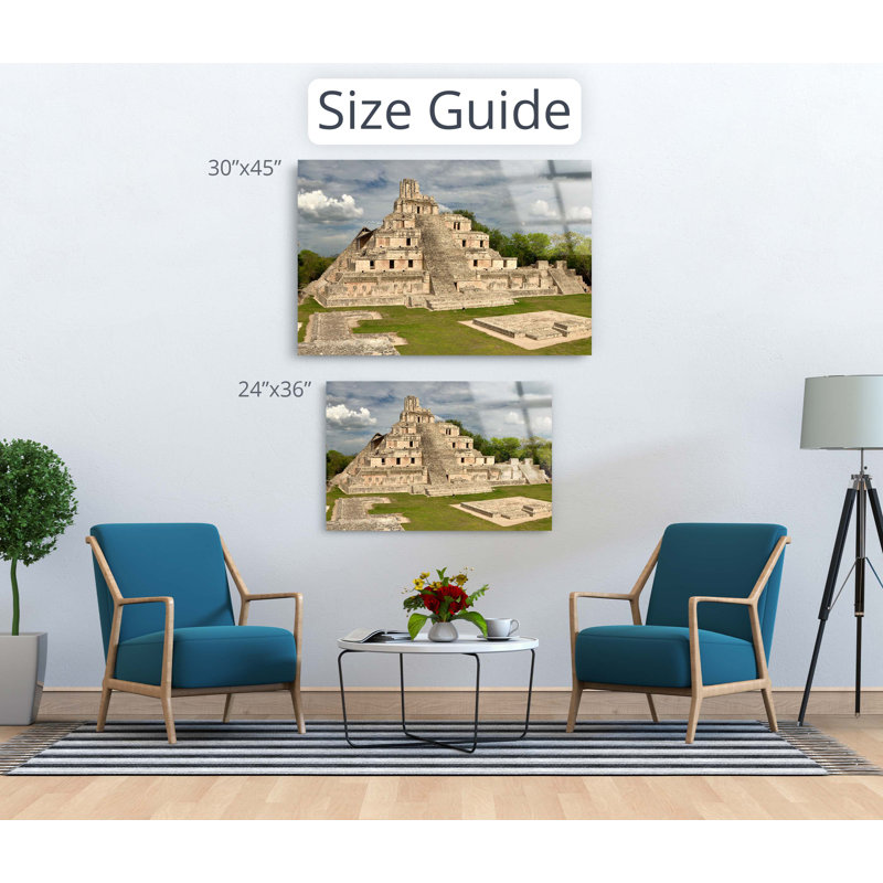 Edzna Mayan Ruins, Mesoamerican Architecture, Acrylic Wall Decor, 24" H x 36" W x 2" D