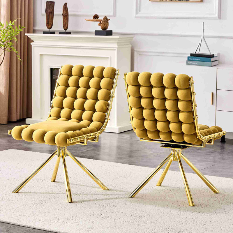 Chaises d'appoint modernes rembourrées pour la salle à manger et la cuisine, Jaune