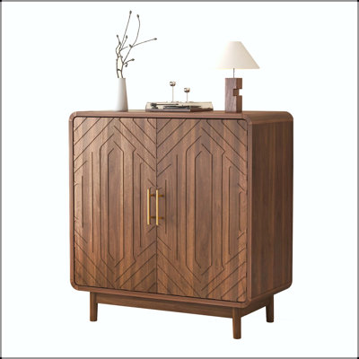 Walnut Carved Side Cabinet with Adjustable Shelves