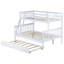 Lit simple superposé en bois d'hévéa simple avec lit gigogne simple, échelle convertible amovible, barrières de sécurité, lit superposé convertible peu encombrant, blanc-1343674160