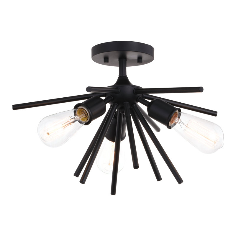 Plafonnier semi-encastré à 3 ou 6 lumières Morrison, Noir mat, H 11,5 po x l 17 po x P 17 po , 3