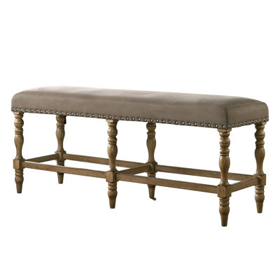 Banc rustique en bois flotté avec siège en microfibre douce et détails décoratifs