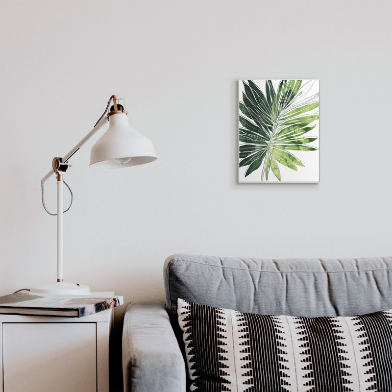 Green Pop Palm Leaves Expressive Linework - Reproduction d'art, Plaque murale, H 15 po x l 10 po