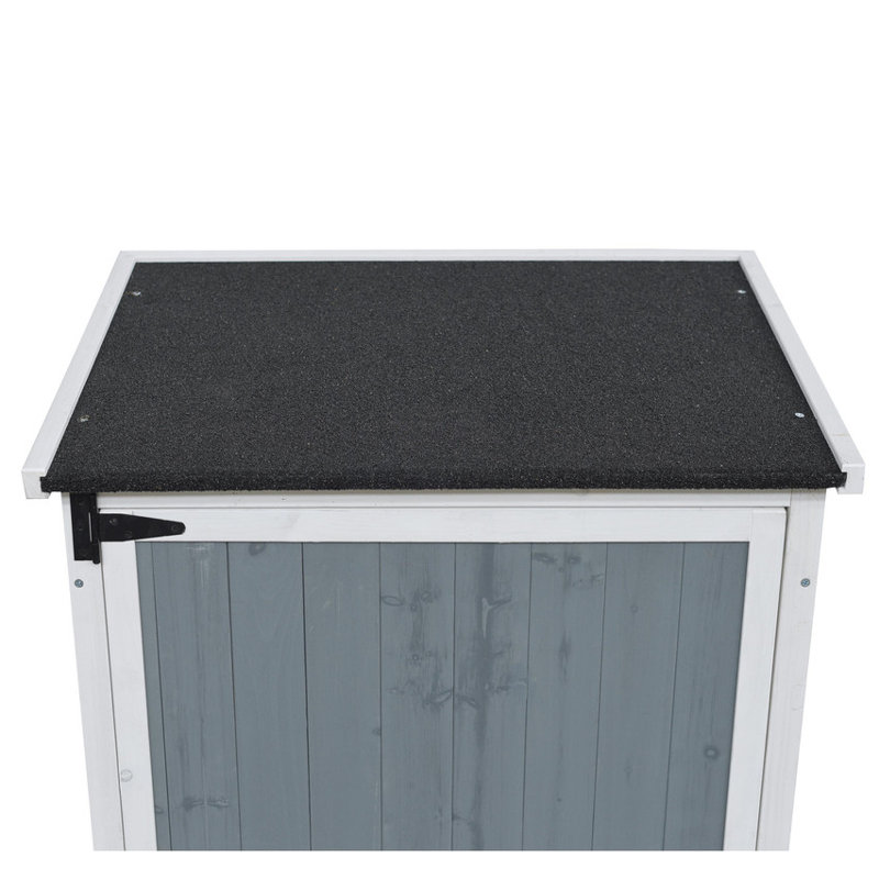 54" Two - Tone Storage Shed in Grey & White - Sloped Roof, 5 Customizable Compartments, Ideal for Outdoor Storage