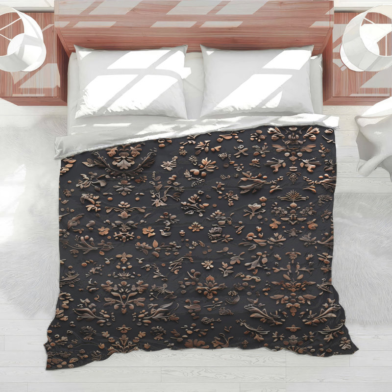 Édredon bronze à motifs floraux, Twin Extra Long