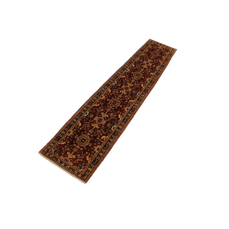 Tapis brun en laine noué à la main 2 pi 8 po x 13 pi 4 po Grigori Southwestern