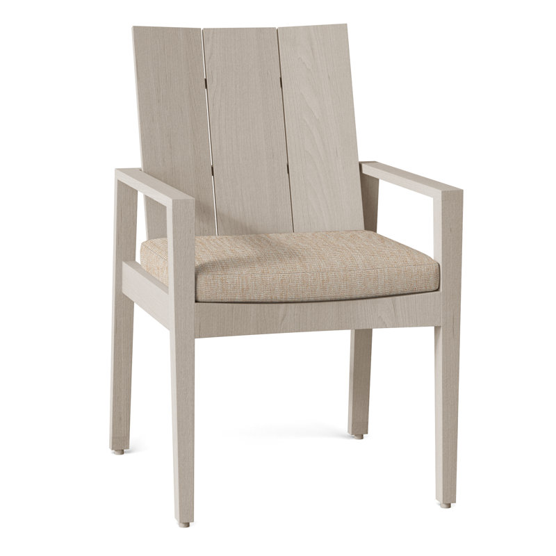 Chaise avec accoudoirs d'extérieur en teck Ashland, Pas de soudure, Toile sable, Huître teck