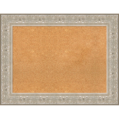Tableau de luxe encadré crème argenté, tableau d'affichage en liège gris, tableau d'organisation, tableau d'affichage