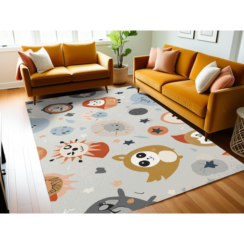 Tapis pour enfants 6 animaux Ginza, Rectangle 4pi x 6 pi
