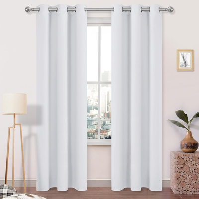 2 Thick Panels Room Darkening Blackout Curtains, Thermal Insulated Block Out Light Grommet Drapes