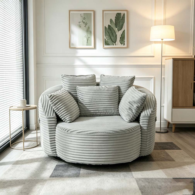 Fauteuil demi-tonneau pivotant à 360 °, Gris clair
