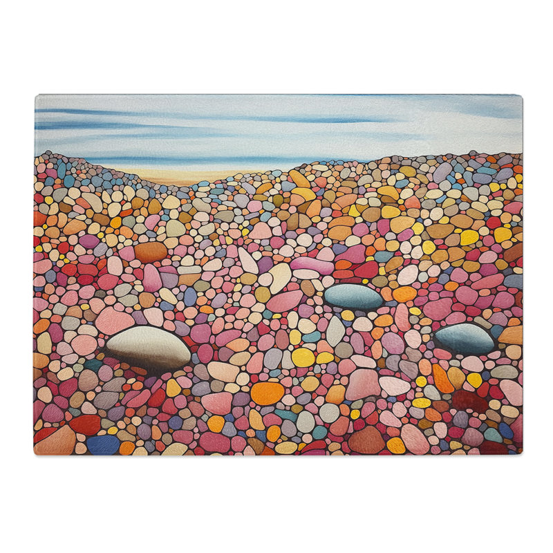 Pebbles Colour Field  Glass Chopping Board
