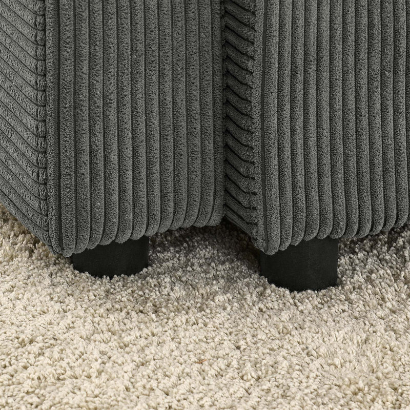 Canapé en L 4 places avec rangement et repose-pieds, Grey Corduroy